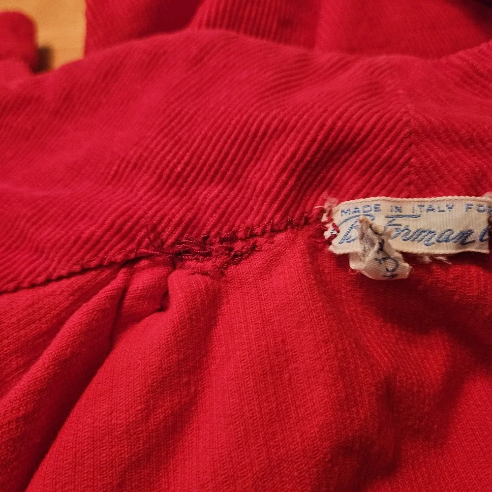 Vintage 60's B.Forman Co. Made In Italy Toddlers‎ Red Corduroy Cover Snowman